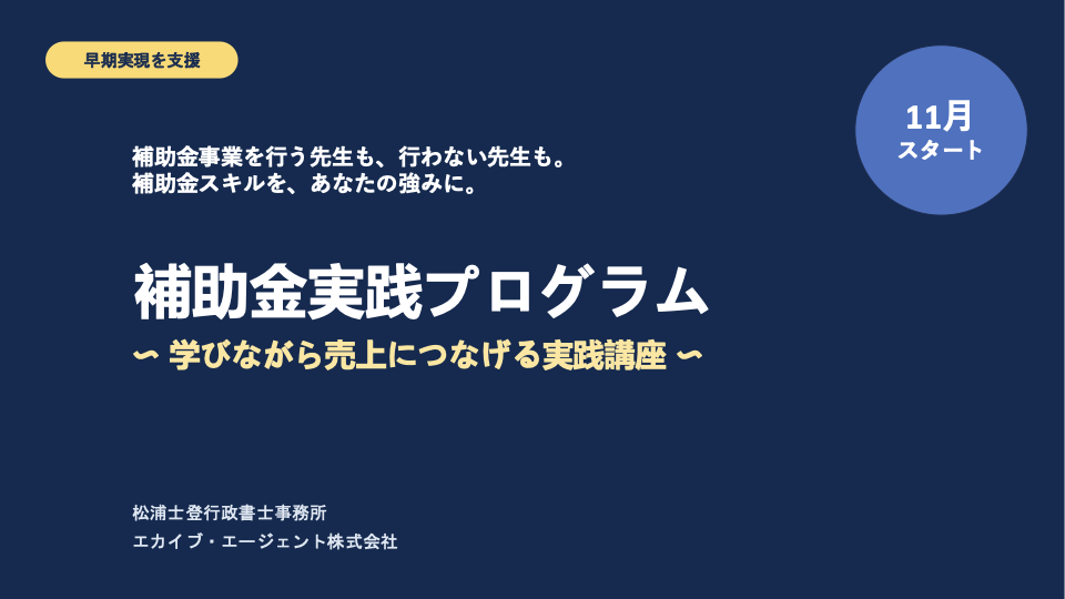補助金支援実践プログラムの概要スライド表紙