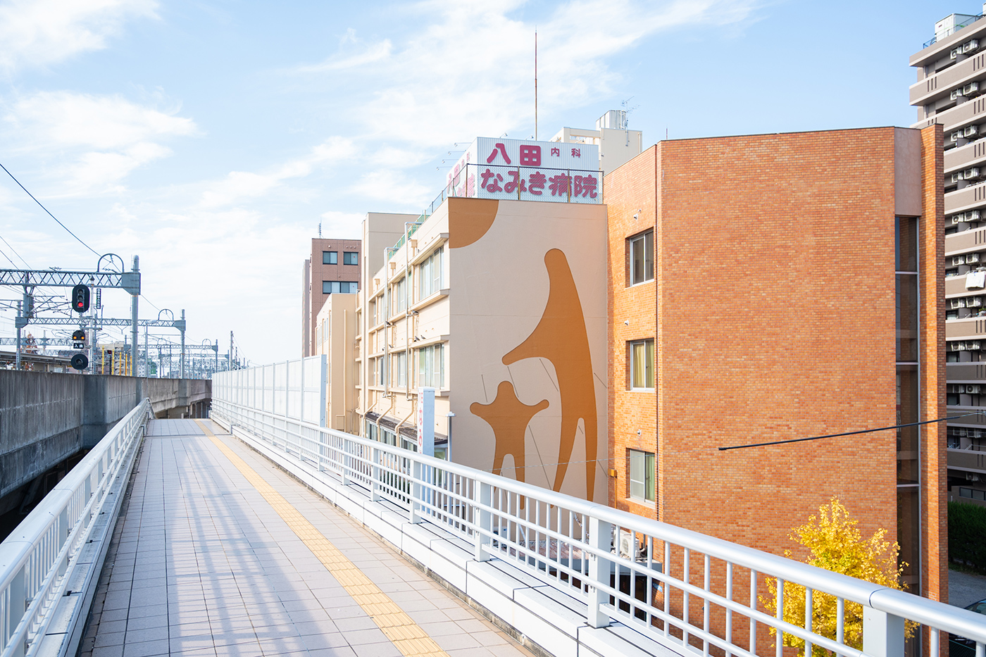 八田なみき病院の外観と病院名表示