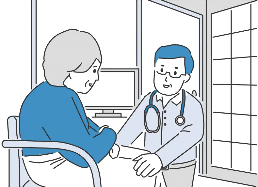 自宅で患者に向き合う医師を描いた訪問診療の公式案内画像