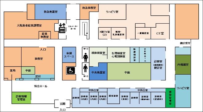 宮城利府掖済会病院 1階案内