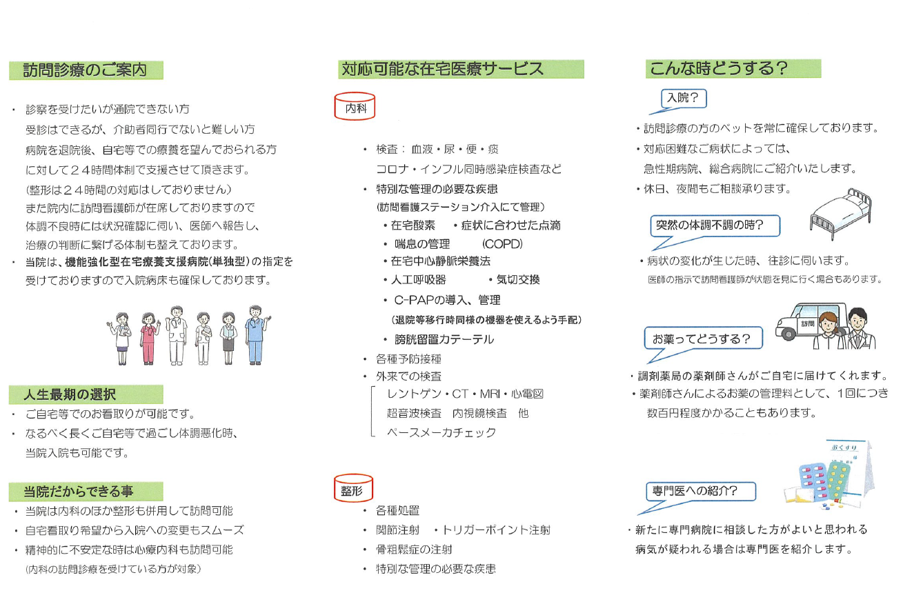 訪問診療ページに掲載された在宅医療サービス案内画像。