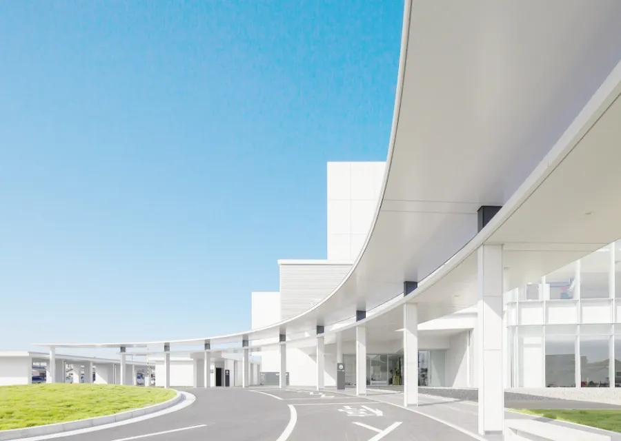 稲沢市民病院の建物と車寄せ